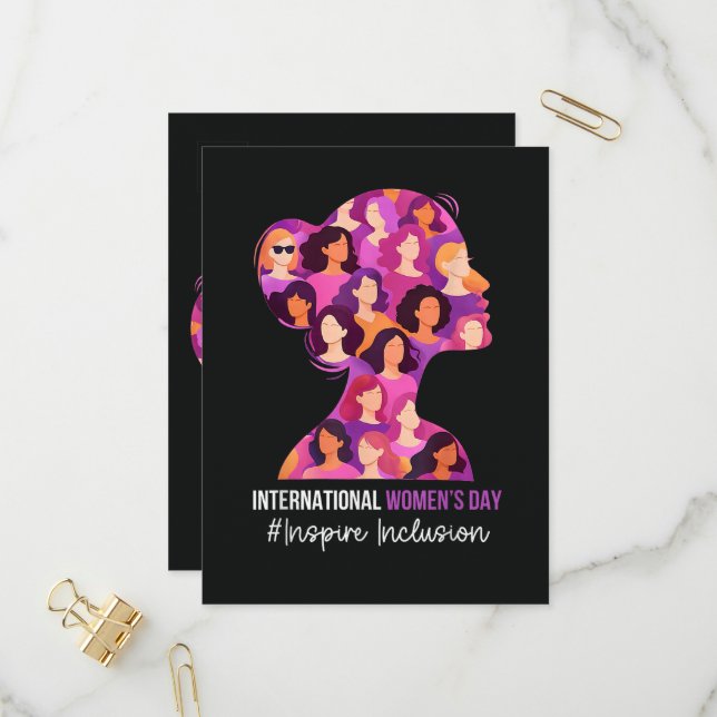 Internationella kvinnodagen 8 mars inbjudan vykort (Fram/Back In Situ)