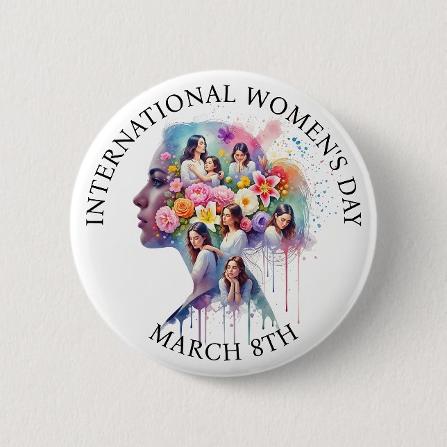 Internationella kvinnodagen 8 mars IWD Knapp (Framsida)