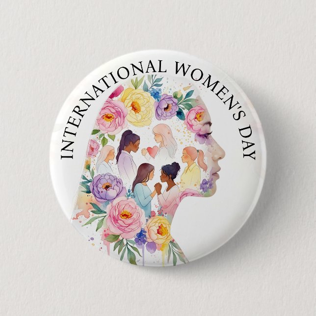 Internationella kvinnodagen 8 mars IWD Knapp (Framsida)