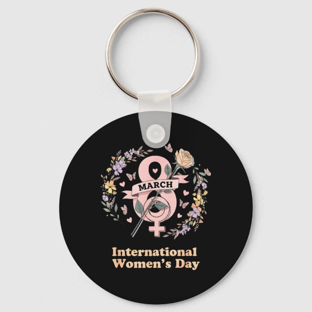 Internationella kvinnodagen 8 mars Rosa Feminist Nyckelring (Framsida)