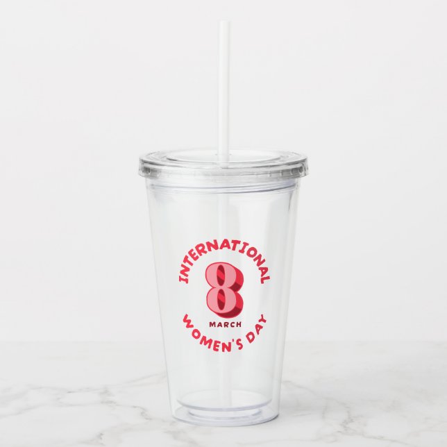 Internationella kvinnodagen 8 mars Rosa Take Away Mugg (Framsida)
