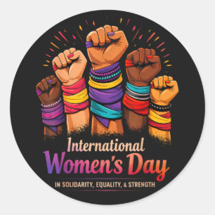 Internationella kvinnodagen 8 mars runt klistermärke
