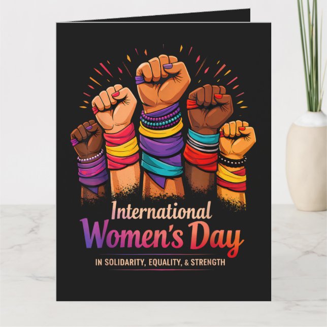 Internationella kvinnodagen 8 mars tack kort (Framsida)