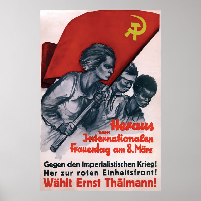 Internationella kvinnodagen Affisch tyska KPD krig (Framsidan)