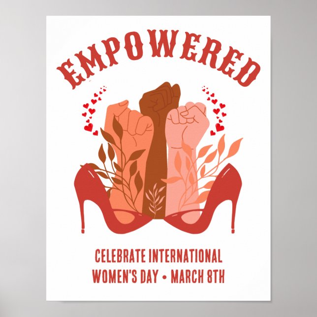 Internationella kvinnodagen EMPOWERED Knutar Stile Poster (Framsidan)