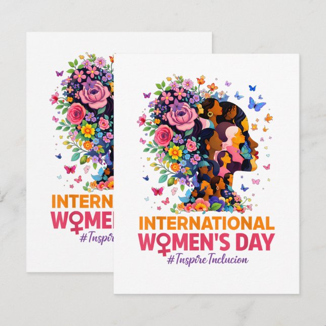 Internationella kvinnodagen kort (Fram/baksida)