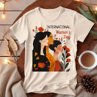 Internationella kvinnodagen Kvinnor med orange blo T Shirt