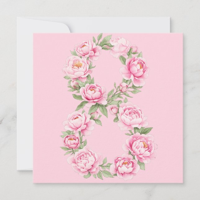 Internationella kvinnodagen Peony-blomma för 8 mar Julkort (Framsida)