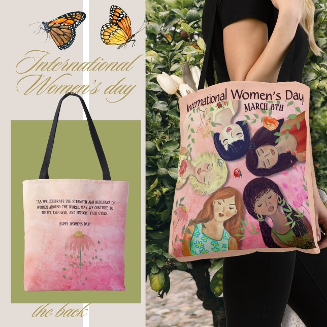 Internationella kvinnodagen Rosa Feminint Tygkasse (International Women's Day Pink Feminine Tote Bag)