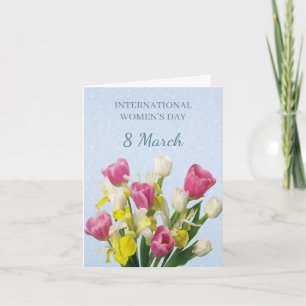 Internationella kvinnodagen, rosa och vita tulpane kort