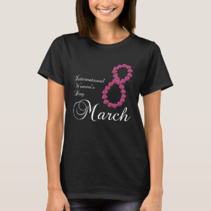Internationella kvinnodagen Rosa rosblomma 8 mars T Shirt