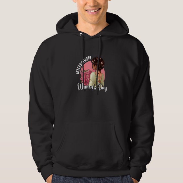 Internationella kvinnodagen Vacker brunett Hoodie (Framsida)