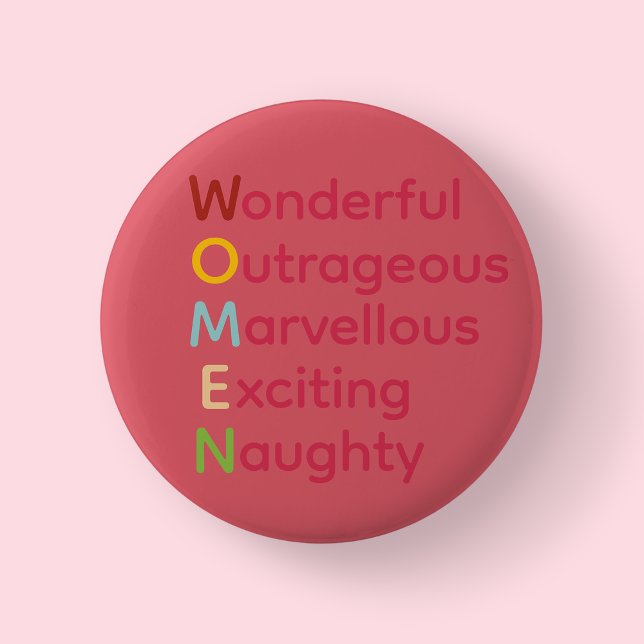 Internationella kvinnodagens rosa typografi-knapp knapp (International Women's Day Badge)