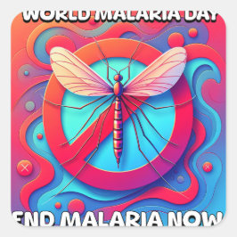 Internationella malariadagen - nu slut på malaria fyrkantigt klistermärke