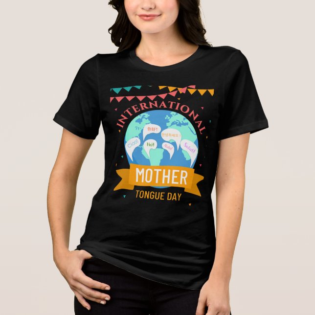 Internationella modersmålsdagen flerspråkig öra t shirt (Framsida)