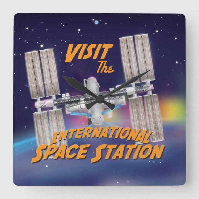 Internationella rymdstationen fyrkantig klocka (Framsida)