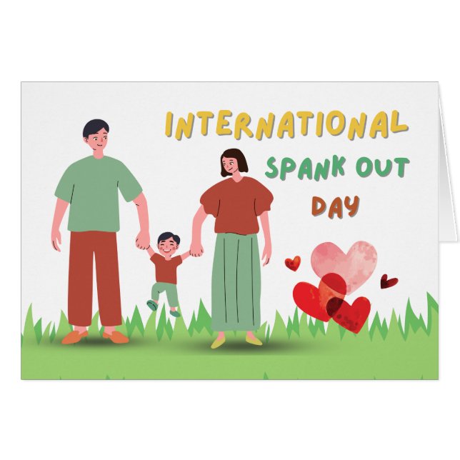 Internationella Spank Out Day 30 april Familj Hälsningskort (Framsidan Horizontal)