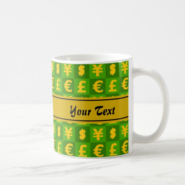 Internationella valutasymboler mönster kaffemugg (Höger)