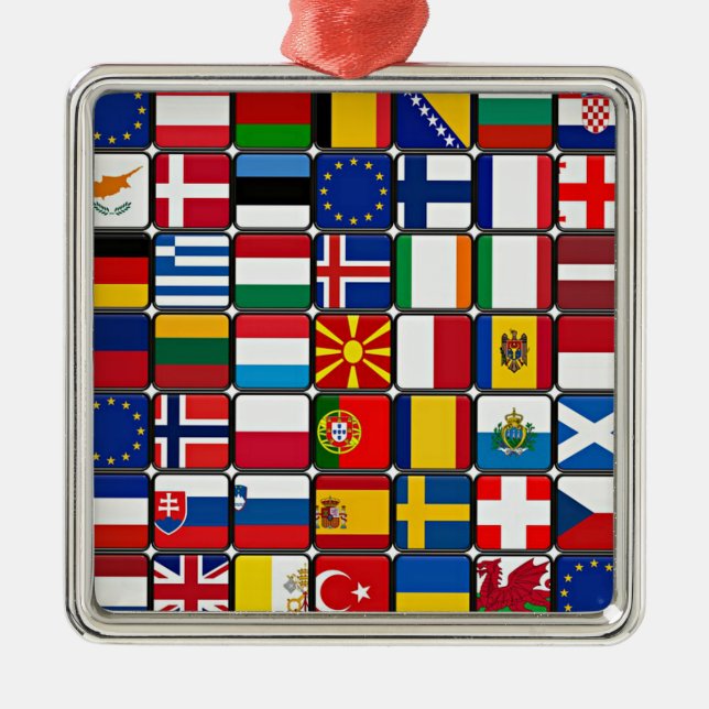 Internationella Världsflaggor Julgransprydnad Metall (Framsidan)