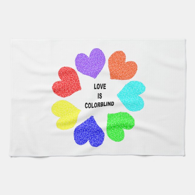 Internationellt Kärlek Rainbow Hearts Kitchen Towe Kökshandduk (Horisontell)