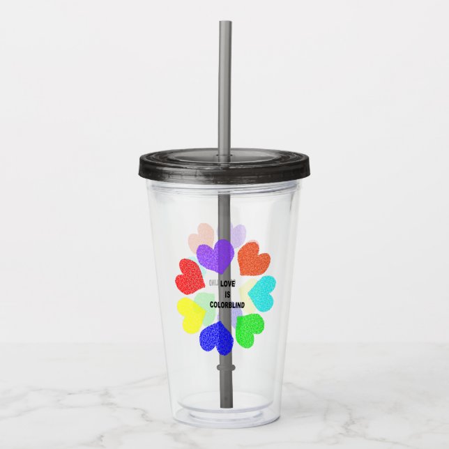 Internationellt Kärlek Rainbow Hearts Take Away Mugg (Framsida)