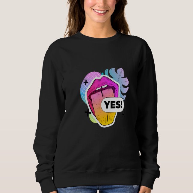 Internet     Says Yes Kiss Mouth Tongue Lips T Shirt (Framsida)