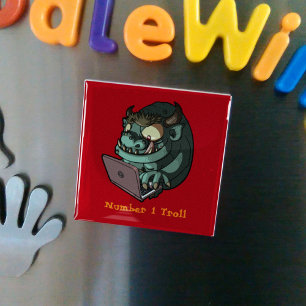 Internet Troll på bärbar dator rullar Webbens Teck Magnet
