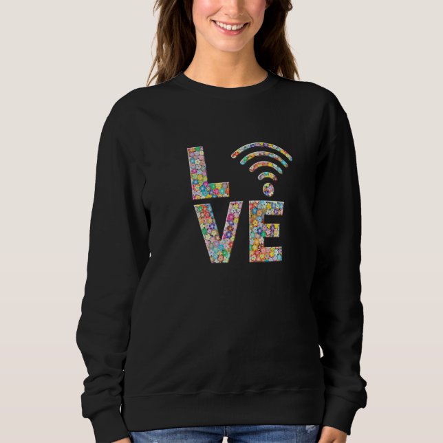 Internet Wifi Wi Fi Kärlek Blommor T Shirt (Framsida)