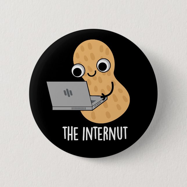 Internut Funny Internet Peanut Pun Mörk BG Knapp (Framsida)