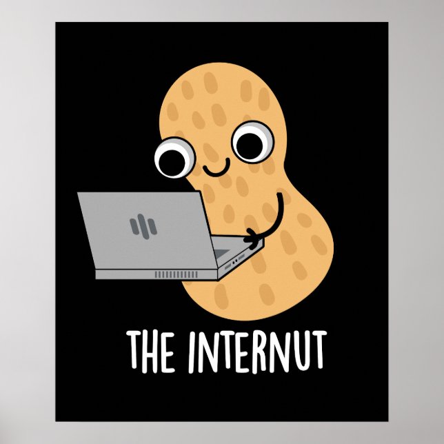 Internut Funny Internet Peanut Pun Mörk BG Poster (Framsidan)