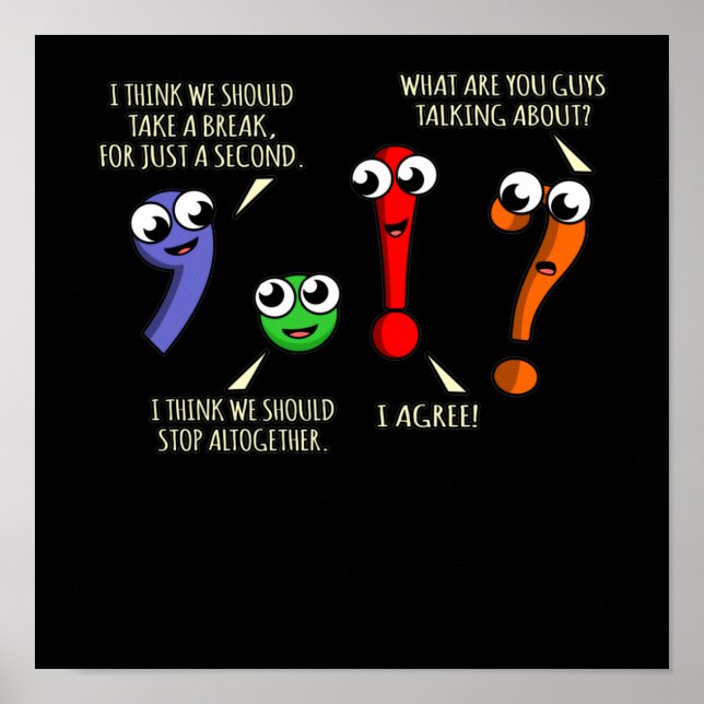 interpunktion Marks English Language Teacher Stude Poster (Framsidan)