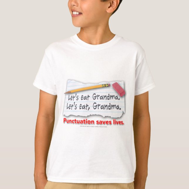 Interpunktion sparar liv tee shirt (Framsida)