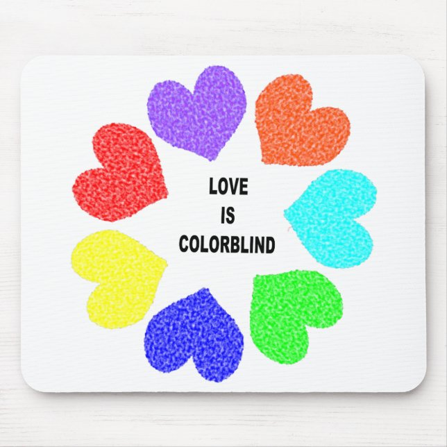 Interraserad Kärlek Rainbow Hearts Mousepad Musmatta (Framsidan)