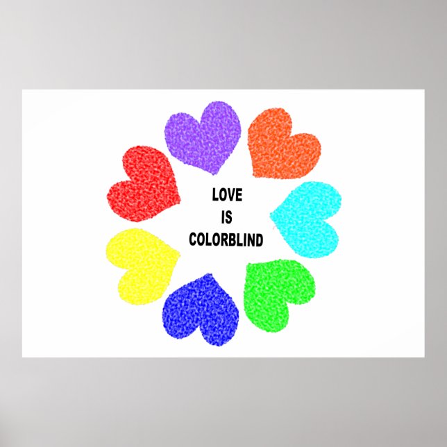 Interrasiella Kärlek Rainbow Hearts Poster (Framsidan)