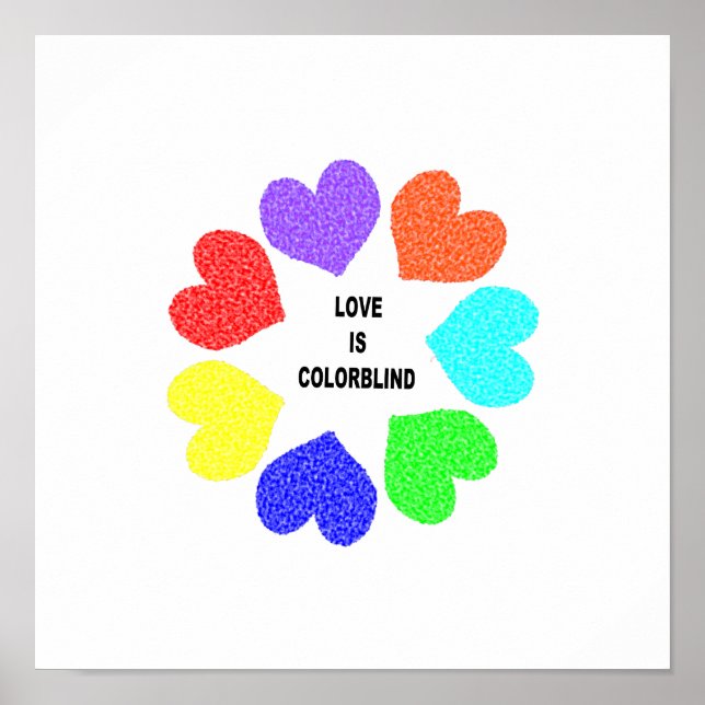 Interrasiella Kärlek Rainbow Hearts Poster (Framsidan)