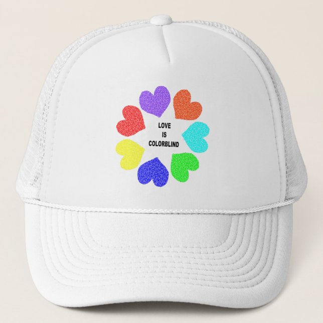 Interrasistiskt Kärlek Rainbow Hearts Hat Keps (Framsida)