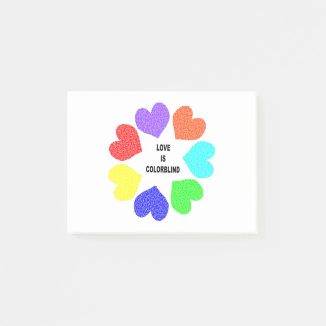 Interrasistiskt Kärlek Rainbow Hearts Post it note Post-it Block (Framsida)