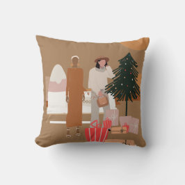 Interrasistiskt kvinnligt par jul kudde