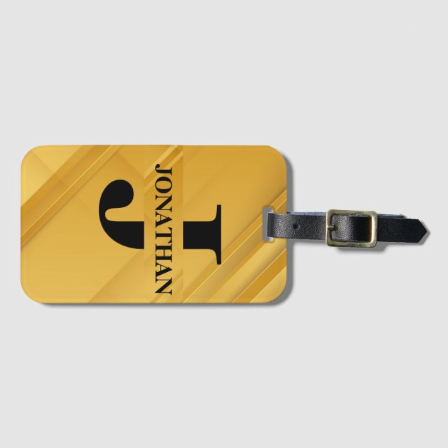 Intersecting Initial Letter Name Typography Design Bagagebricka (Framsida horisontal)