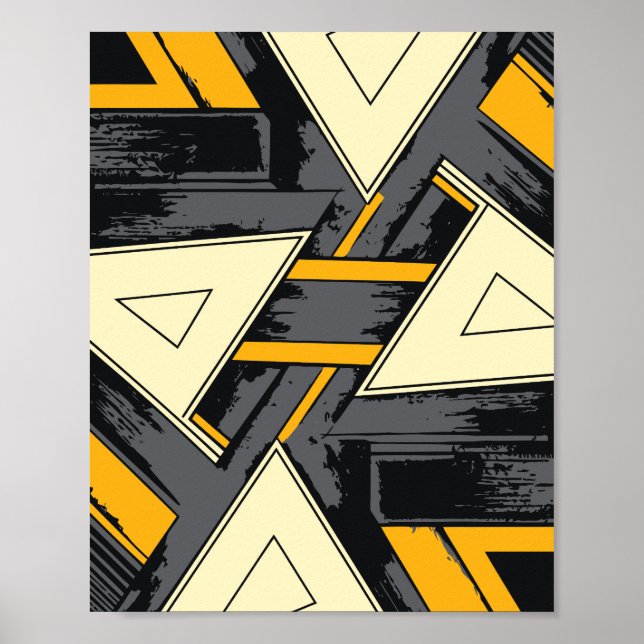 Intersecting Triangular Forms in Yellow and Cream Poster (Framsidan)