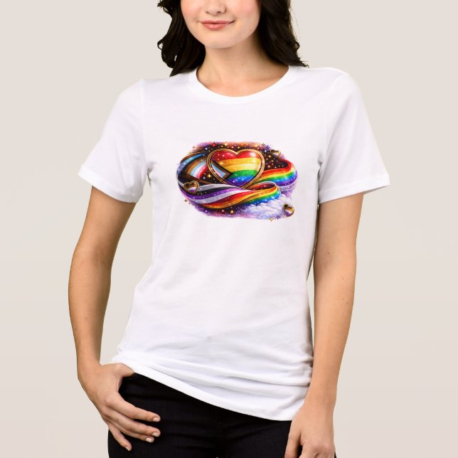 Intersectionell Pride Regnbåge Hjärtat T-Shirt Des (Framsida)