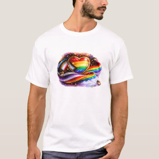 Intersectionell Pride Regnbåge Hjärtformad T-Shirt