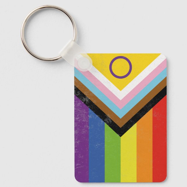 Intersex-inkluderande Progress Pride Flagga Nyckelring (Framsida)