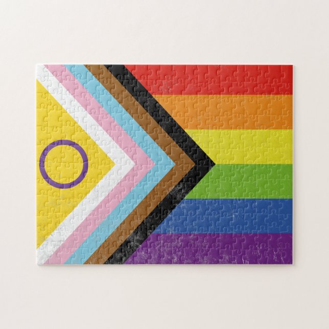 Intersex-inkluderande Progress Pride Flagga Pussel (Horisontell)