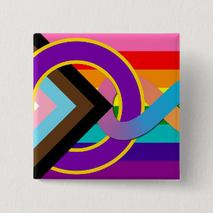 Intersex Neurodivergent Progressivt Pride Flagga Knapp