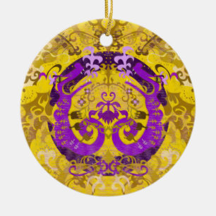 Intersex Pride Flagga Färg Dragon Damask Julgransprydnad Keramik