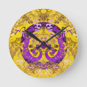 Intersex Pride Flagga Färg Dragon Damask Rund Klocka