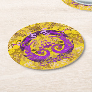 Intersex Pride Flagga Färg Dragon Damask Underlägg Papper Rund