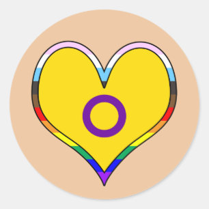 Intersex Pride Heart Classic Round Sticker Runt Klistermärke