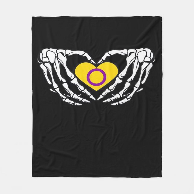 Intersex Pride Skeleton Halloween Goth Heart Class Fleecefilt (Framsidan)
